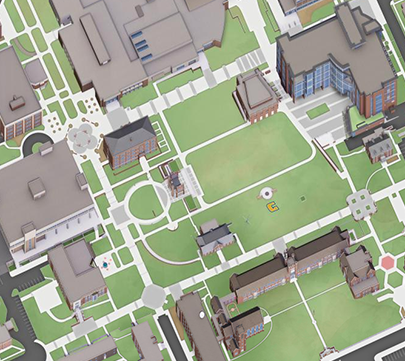 Use our interactive 3D map to locate the University of Tennessee at Chattanooga buildings, 停车场, 活动场所, 餐厅, points of interest, Chattanooga attractions, 校园 construction, 安全, 可持续性, 技术, 卫生间, student resources, 和更多的. Each indicator provides a description, an image of the asset, departments housed t在这里 (if applicable), address, and building number (if applicable).